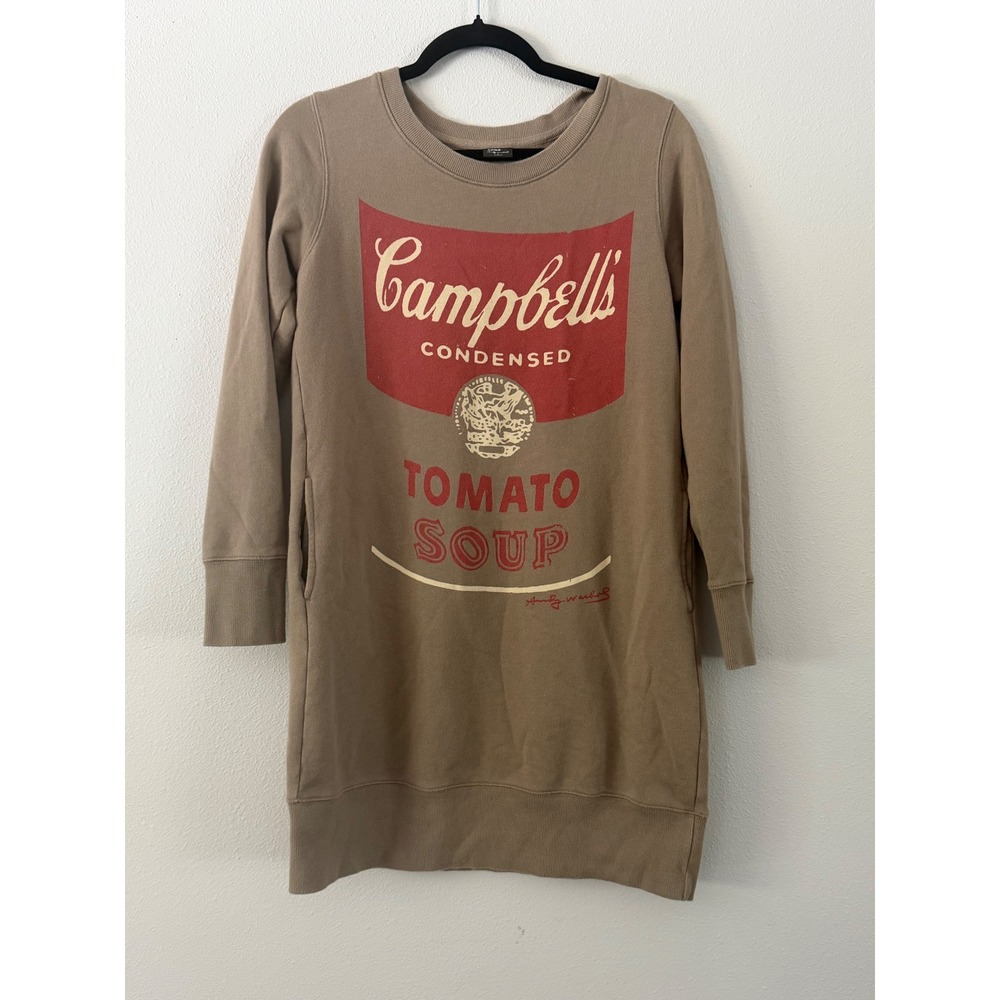 Uniqlo SPRZ NY Andy Warhol Campbells Tomato Soup Sweatshirt Dress Tan Medium